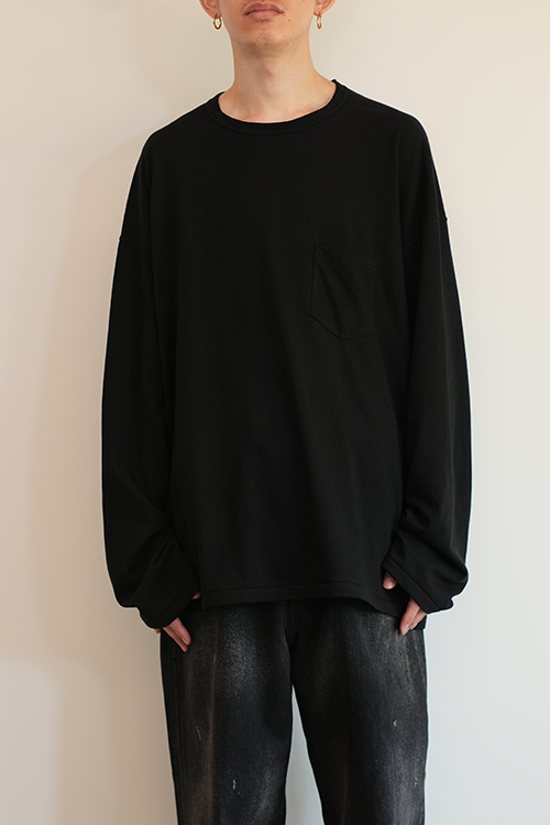 C/R OVER CREWNECK LS T-SHIRT(BLACK)