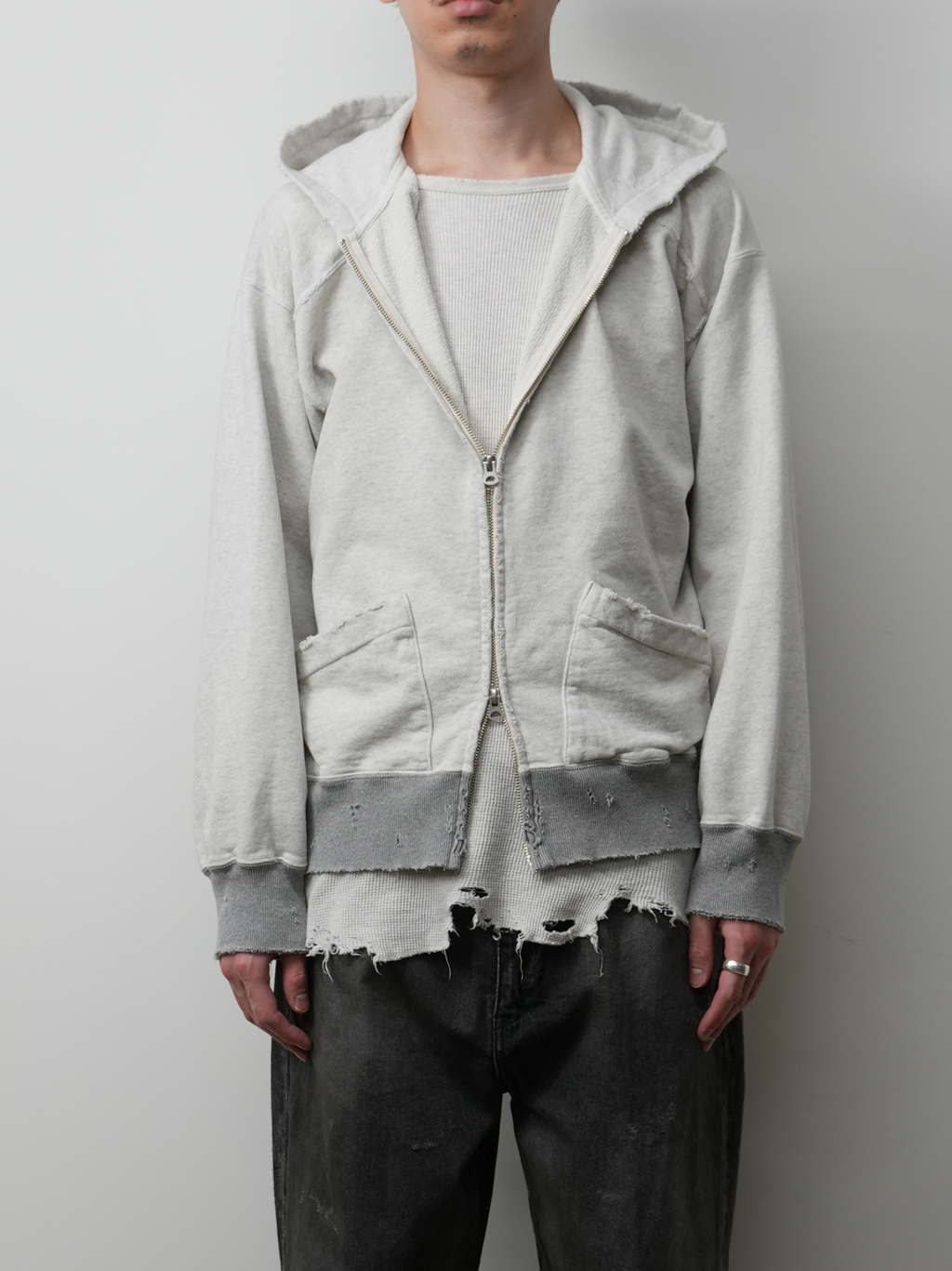 試着のみ ANCELLM 25ss ZIPUP HOODIE 2 ヘザーホワイト ZIPUP 試着のみ ANCELLM 25ss ZIPUP HOODIE 2 ヘザーホワイト ZIPUP