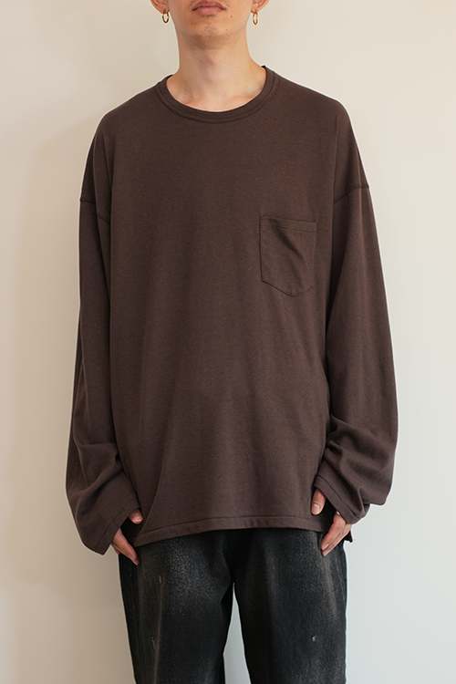 C/R OVER CREWNECK LS T-SHIRT(BROWN)