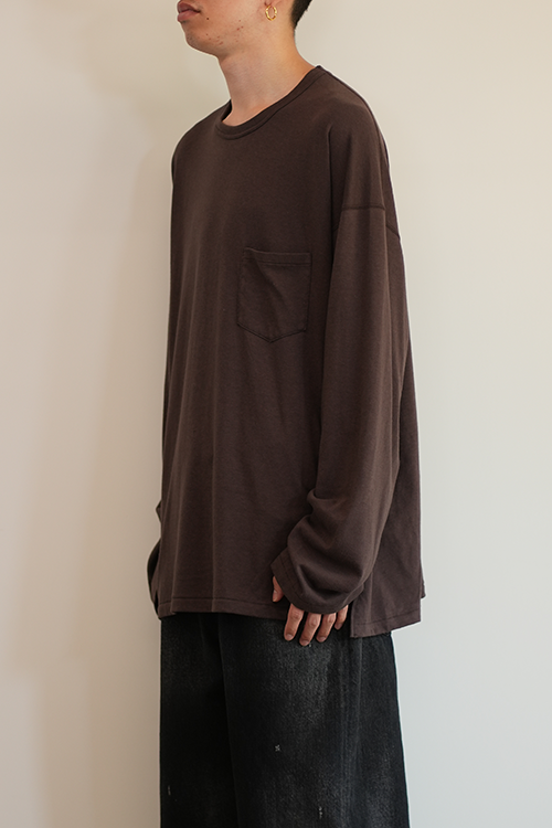 C/R OVER CREWNECK LS T-SHIRT(BROWN)