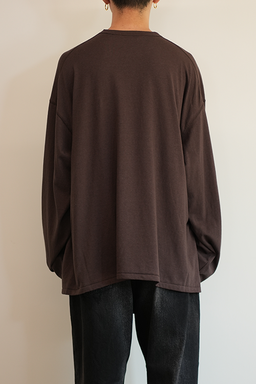 C/R OVER CREWNECK LS T-SHIRT(BROWN)