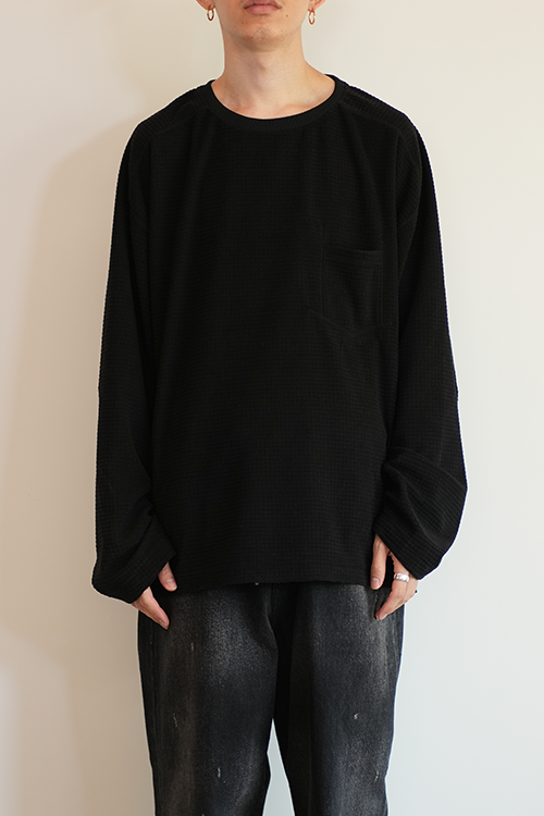 BLOCK FLEECE CREW LS T-SHIRT(BLACK)