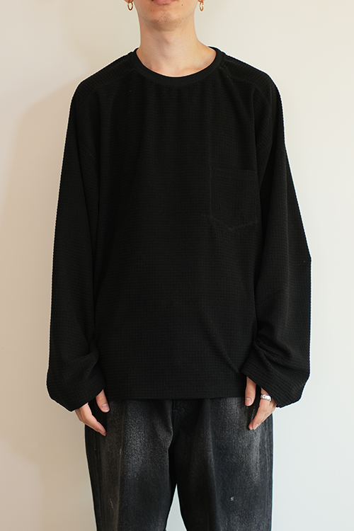 BLOCK FLEECE CREW LS T-SHIRT(BLACK)