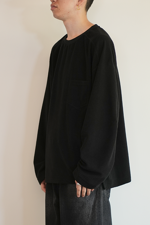 BLOCK FLEECE CREW LS T-SHIRT(BLACK)