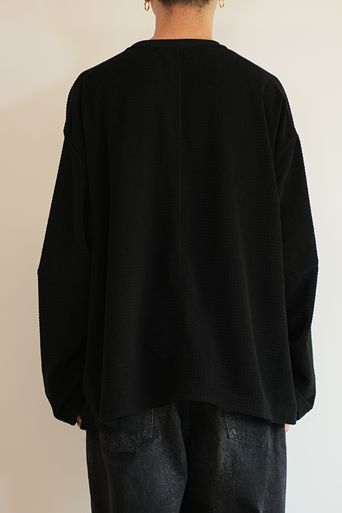 BLOCK FLEECE CREW LS T-SHIRT(BLACK)