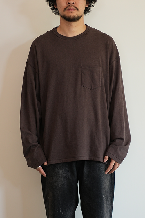 C/R OVER CREWNECK LS T-SHIRT(BROWN)