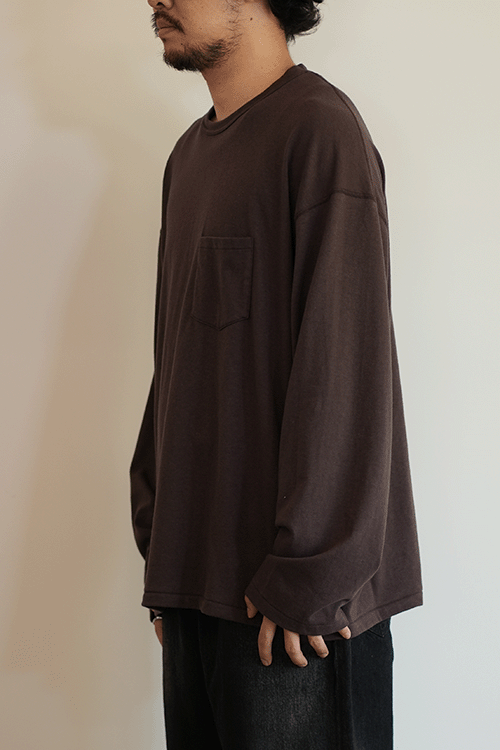 C/R OVER CREWNECK LS T-SHIRT(BROWN)