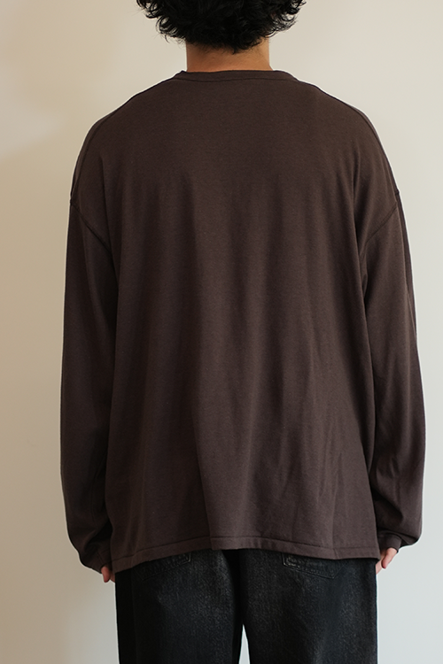 C/R OVER CREWNECK LS T-SHIRT(BROWN)