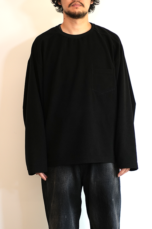 BLOCK FLEECE CREW LS T-SHIRT(BLACK)