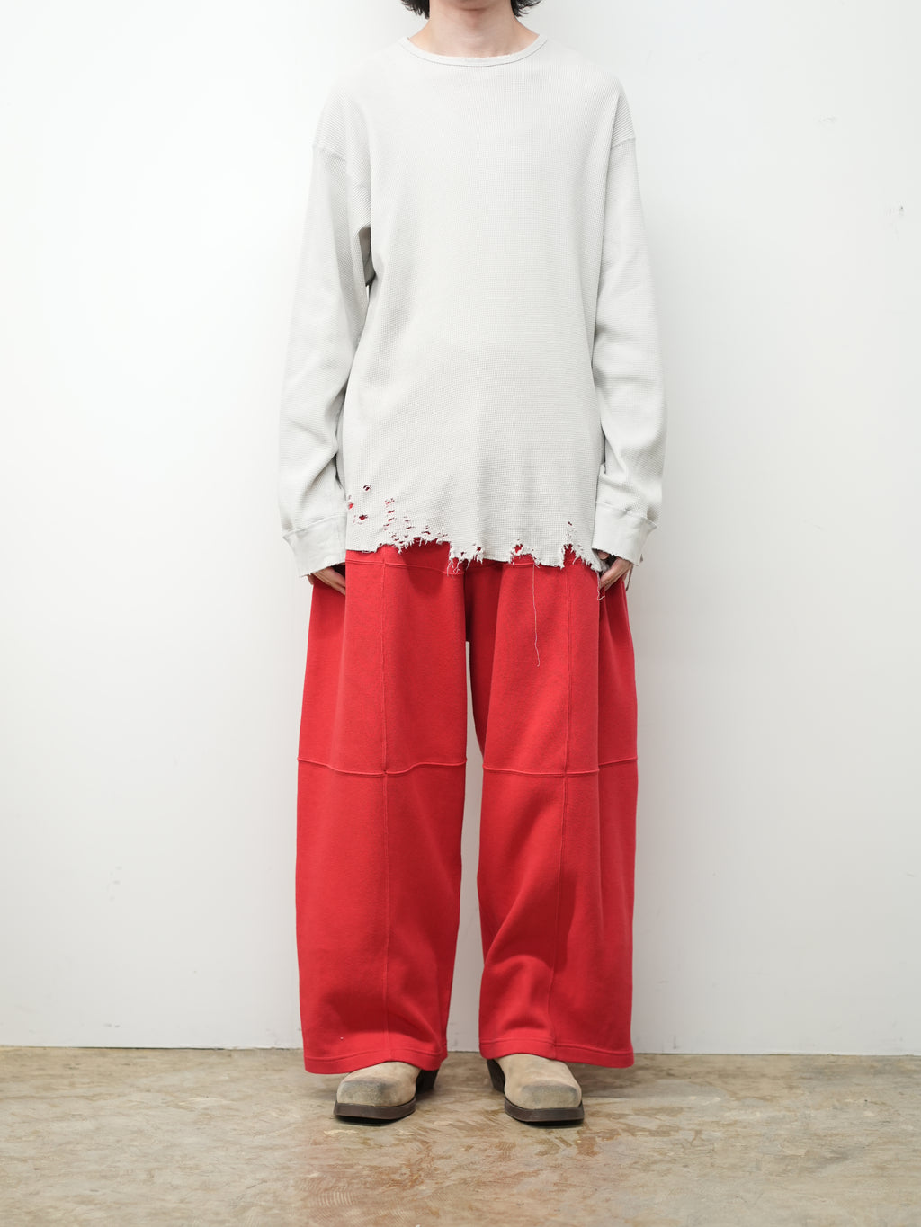 DAMAGE WAFFLE CREW LS(GREIGE) – ANCELLM