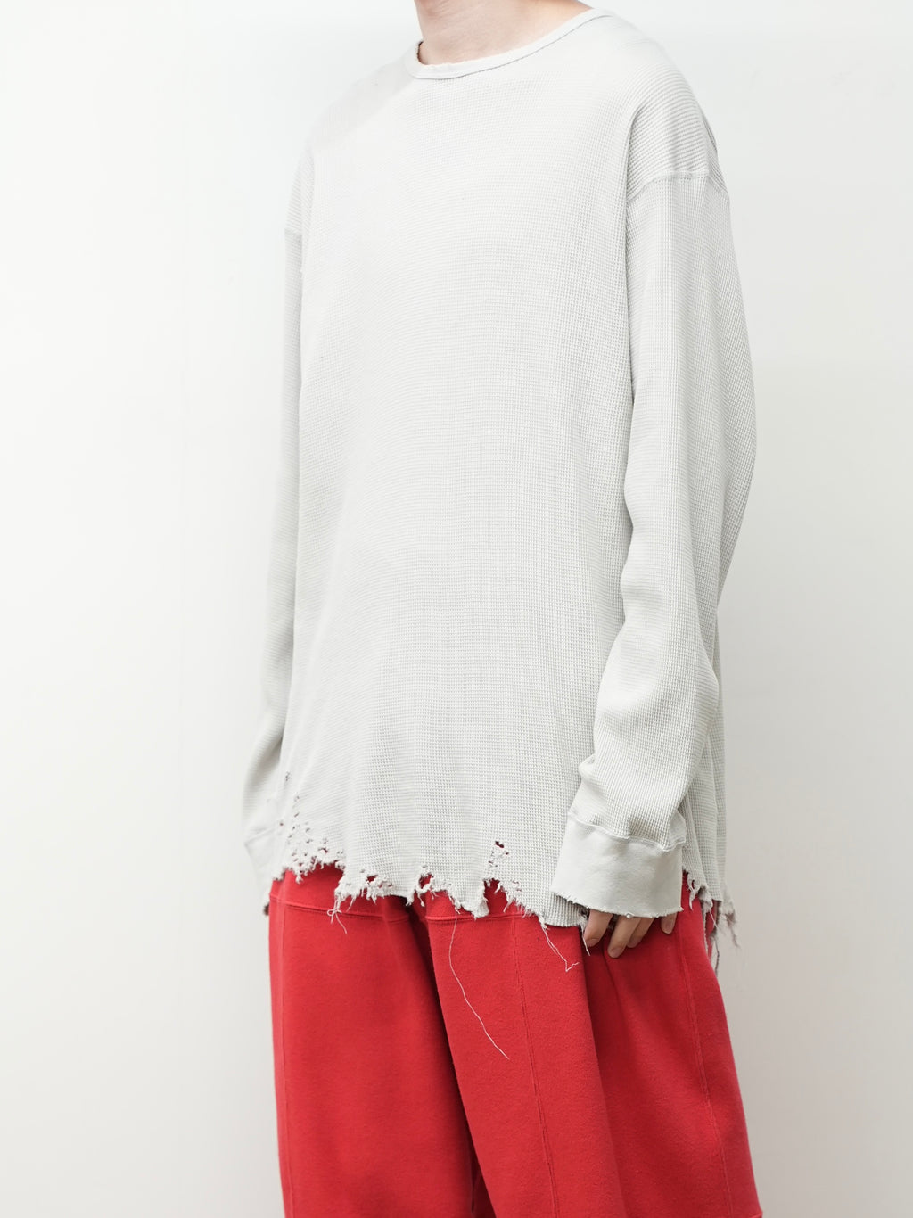 DAMAGE WAFFLE CREW LS(GREIGE) – ANCELLM