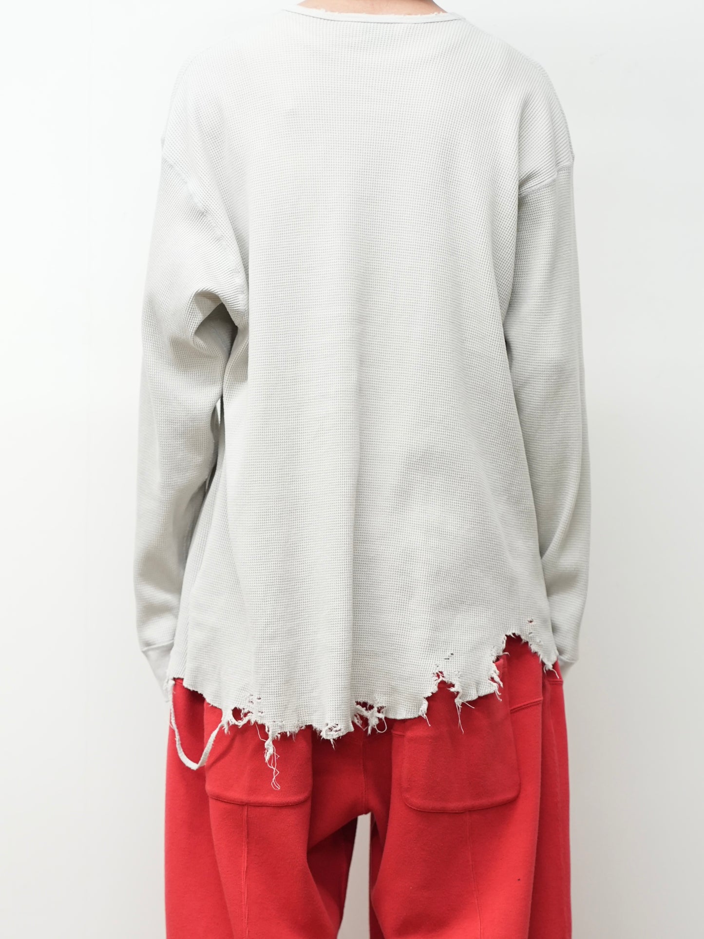 DAMAGE WAFFLE CREW LS(GREIGE)