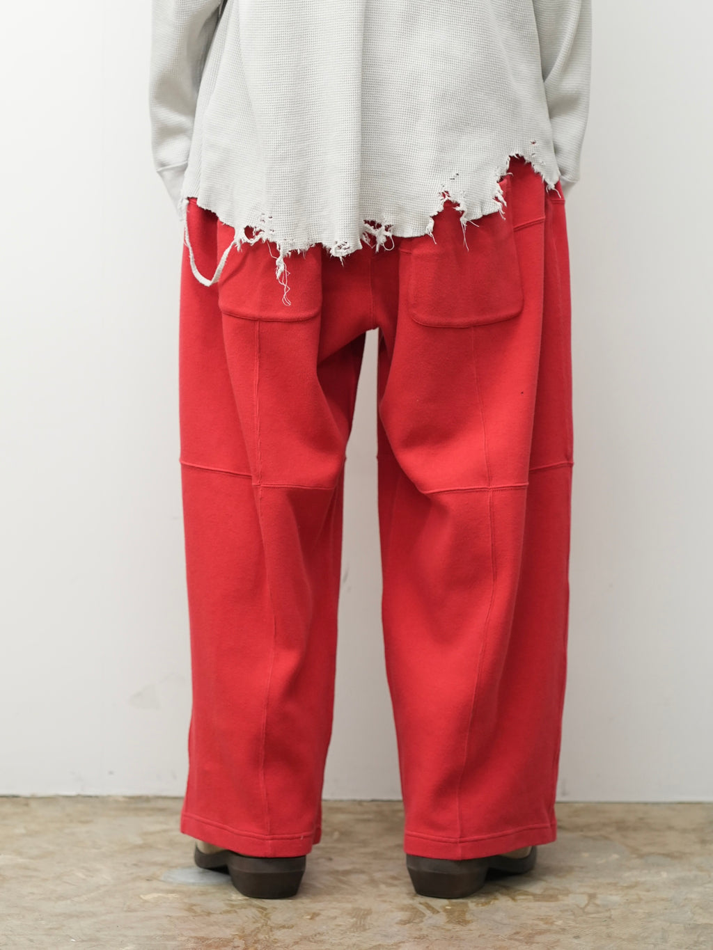 SMOOTH PANEL WIDE SLACKS(RED)