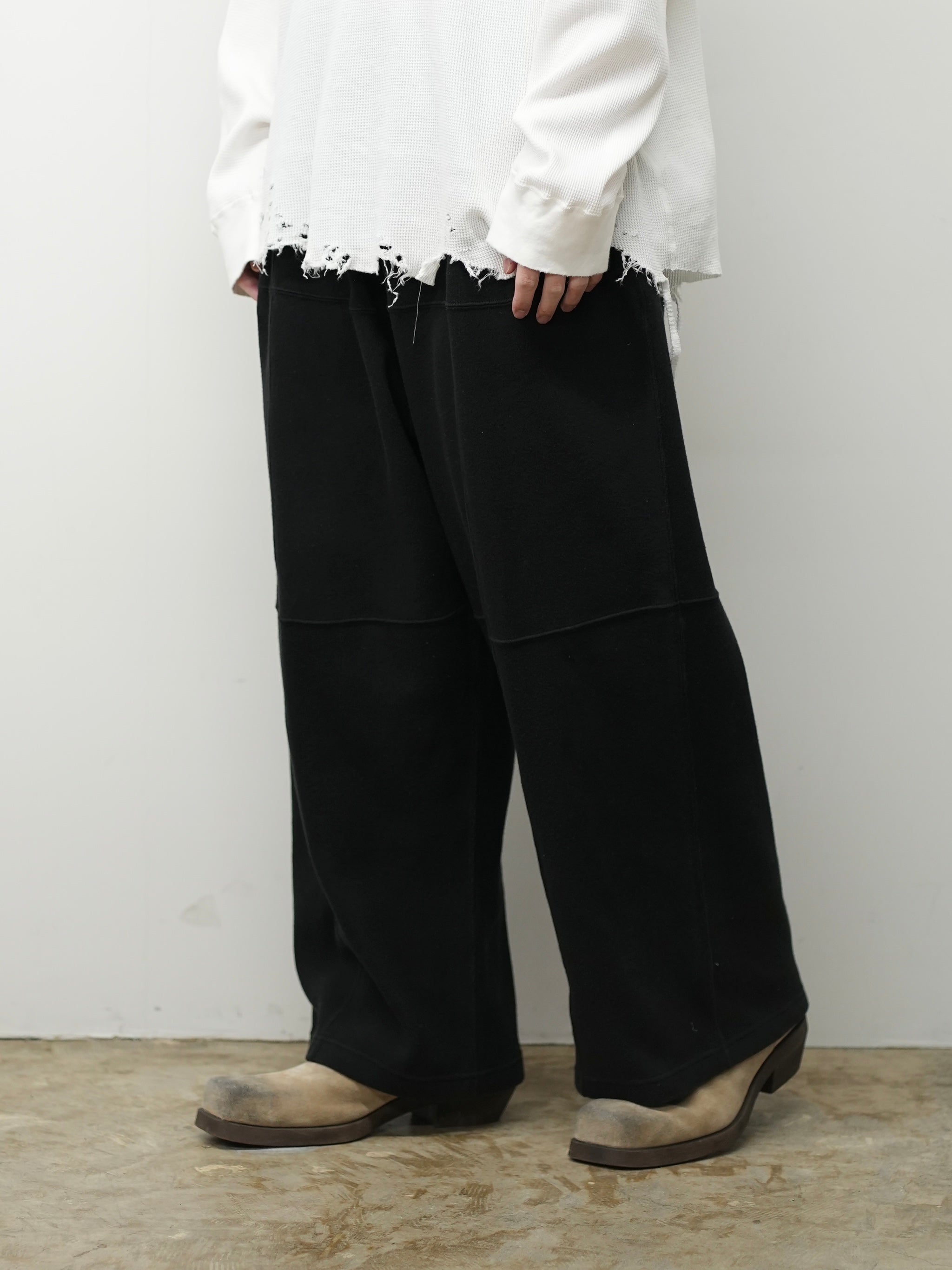 SMOOTH PANEL WIDE SLACKS(BLACK) – ANCELLM