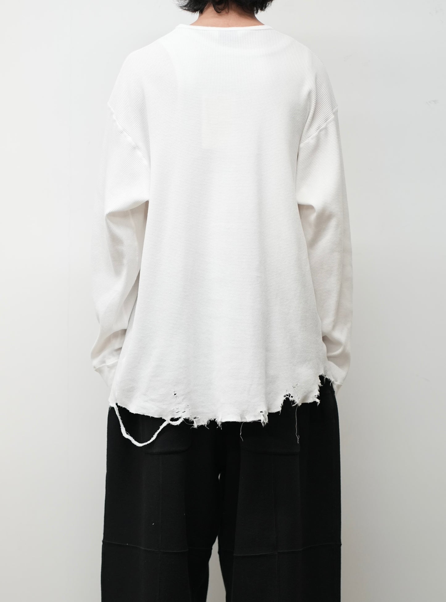 DAMAGE WAFFLE CREW LS(WHITE)
