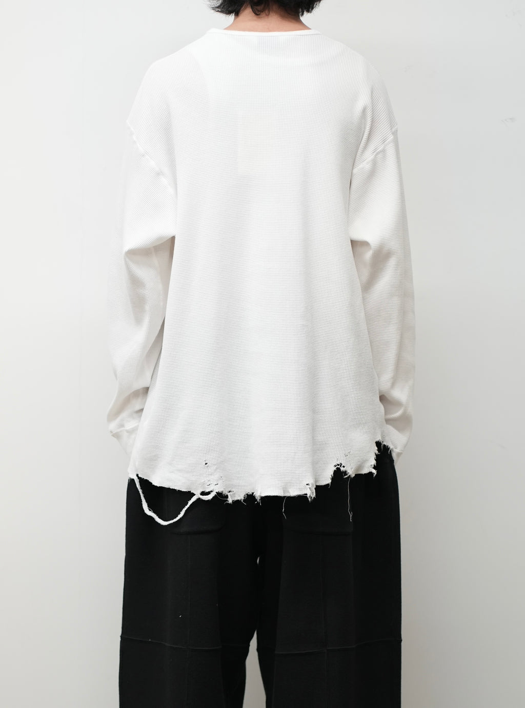 DAMAGE WAFFLE CREW LS(WHITE)