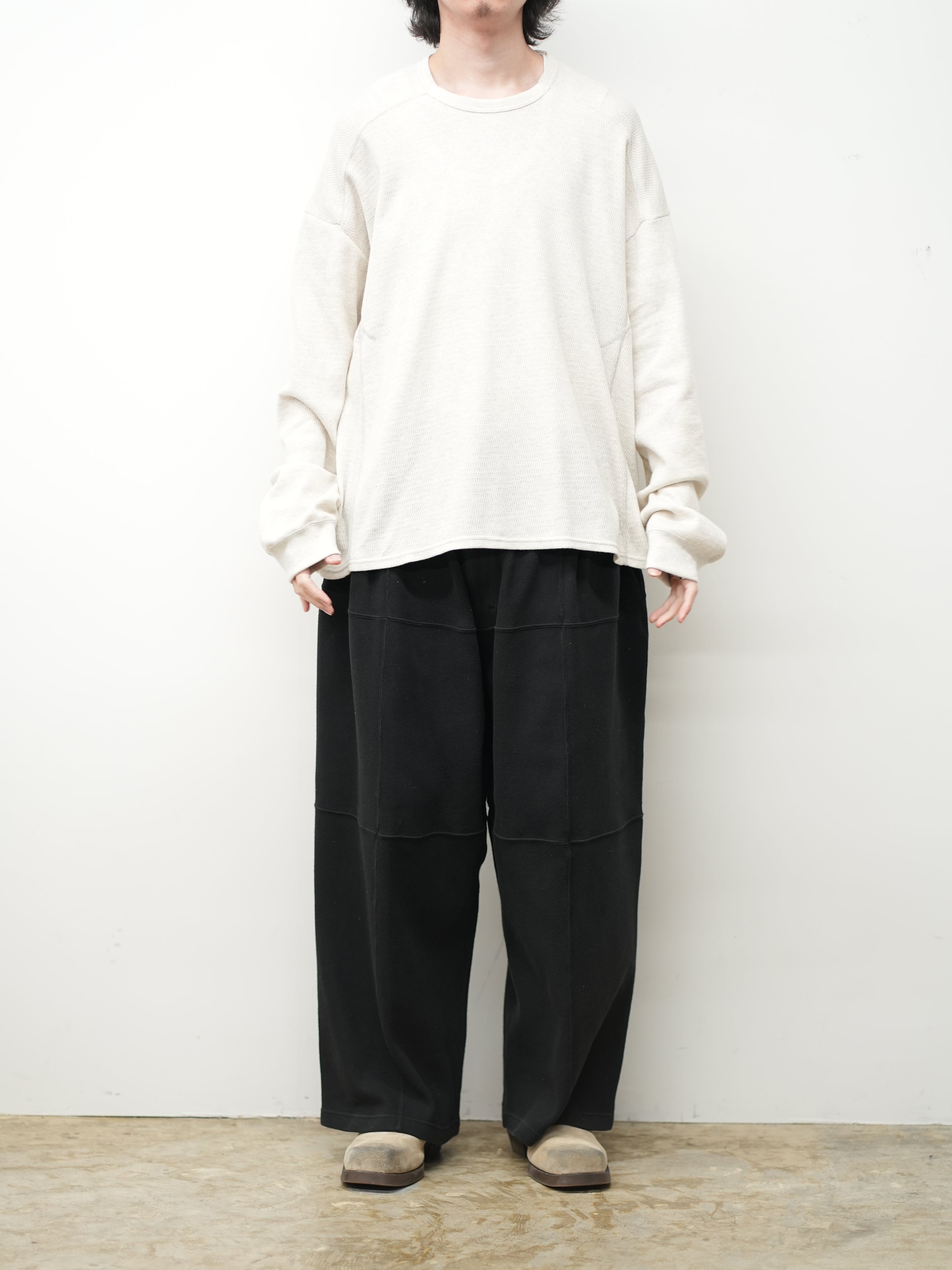 WAFFLE CREW NECK LS(HEATHER WHITE) – ANCELLM