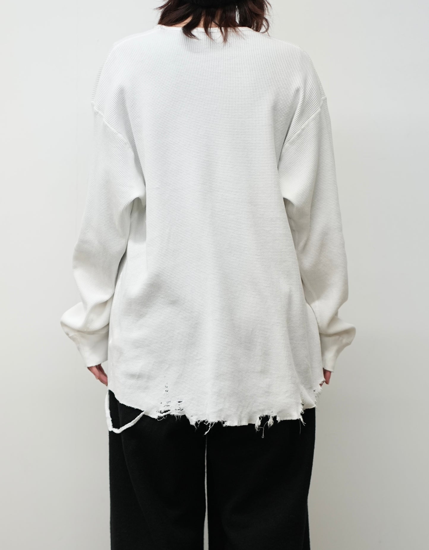 DAMAGE WAFFLE CREW LS(WHITE)