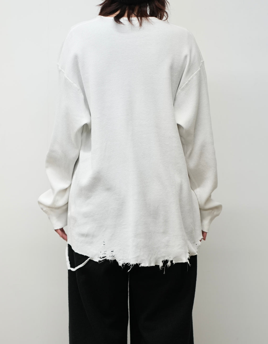 DAMAGE WAFFLE CREW LS(WHITE)