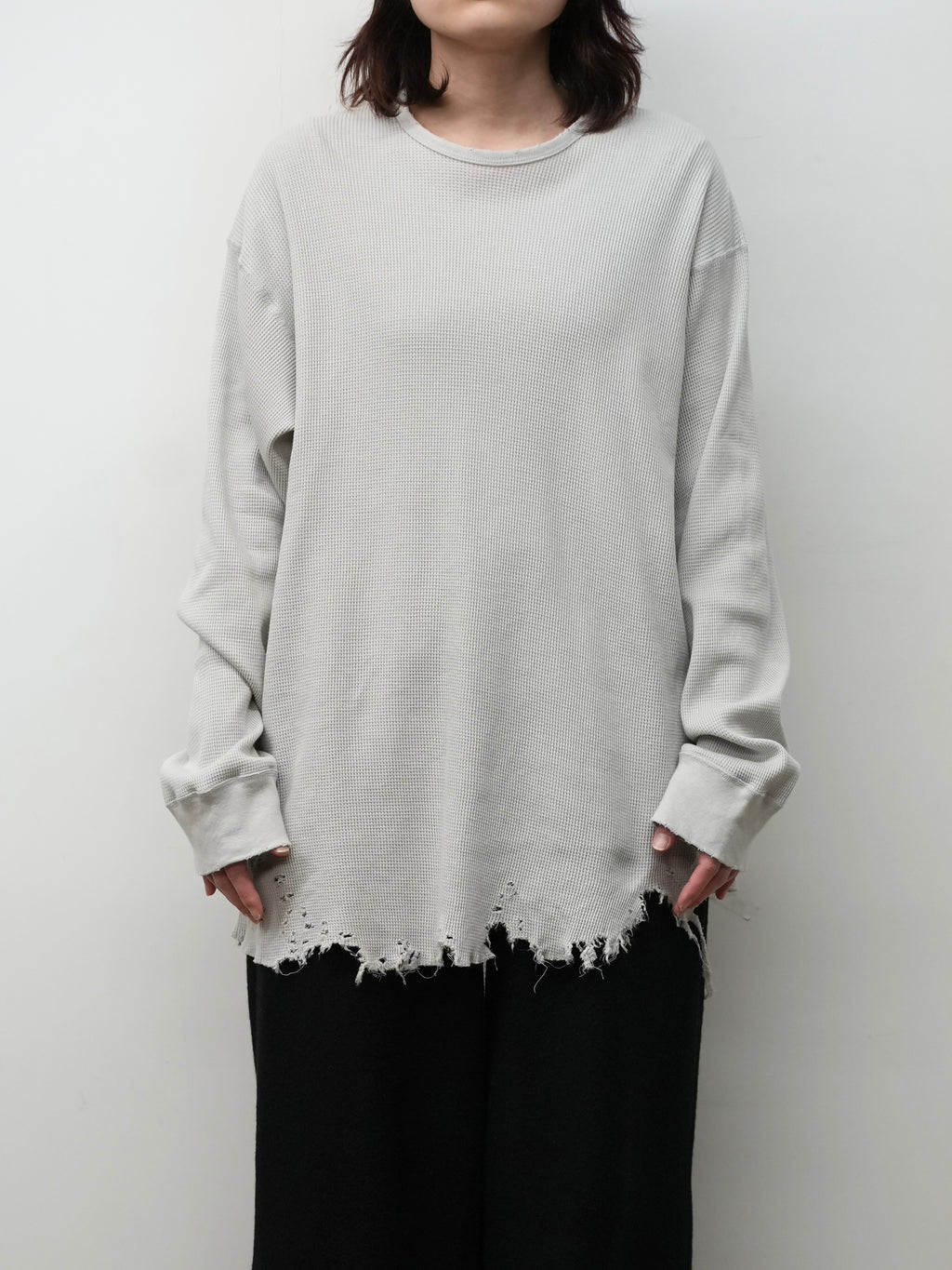 DAMAGE WAFFLE CREW LS(GREIGE) – ANCELLM