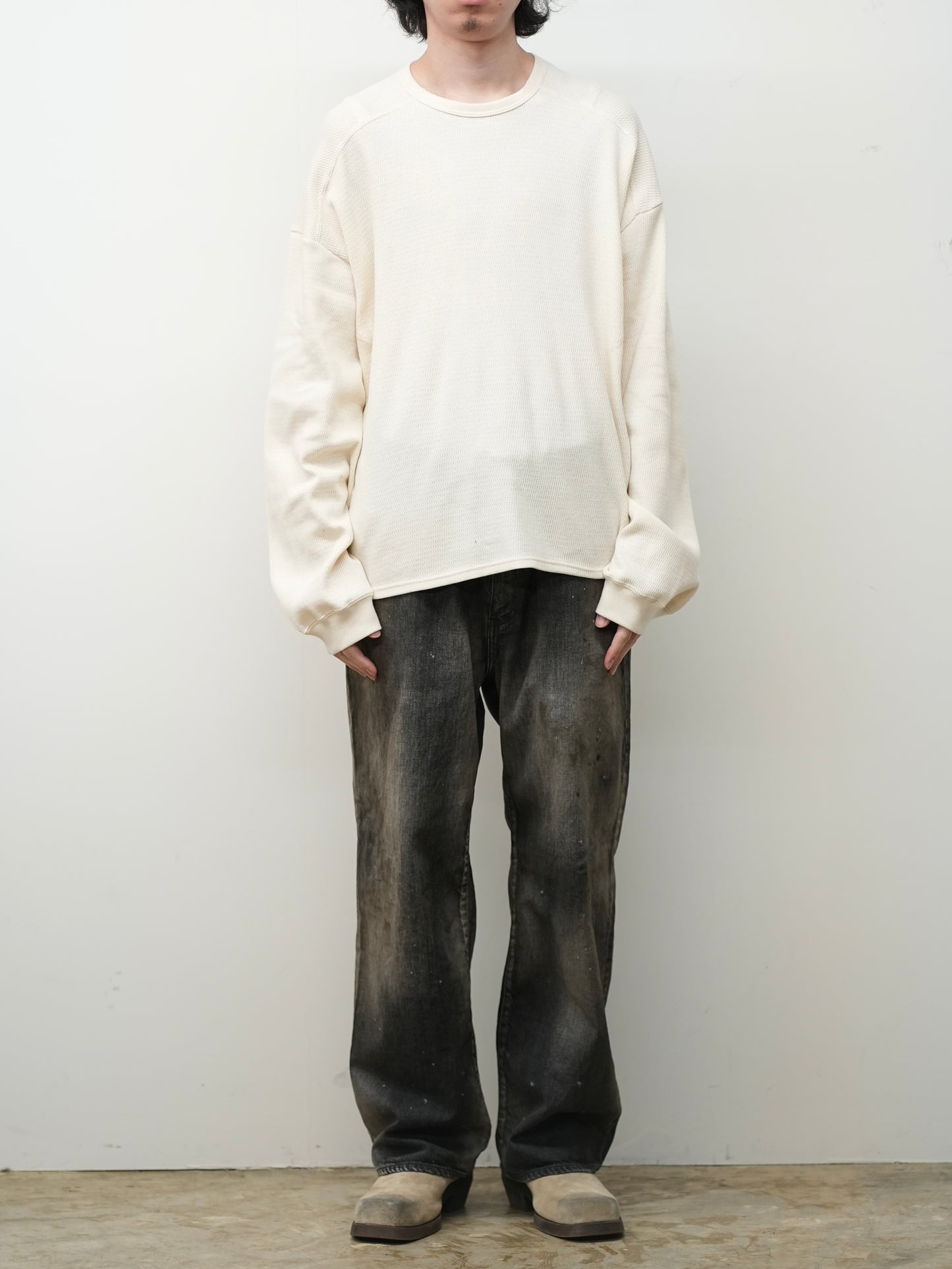 AGING MIDDLE STRAIGHT 5P DENIM PANTS(BLACK)