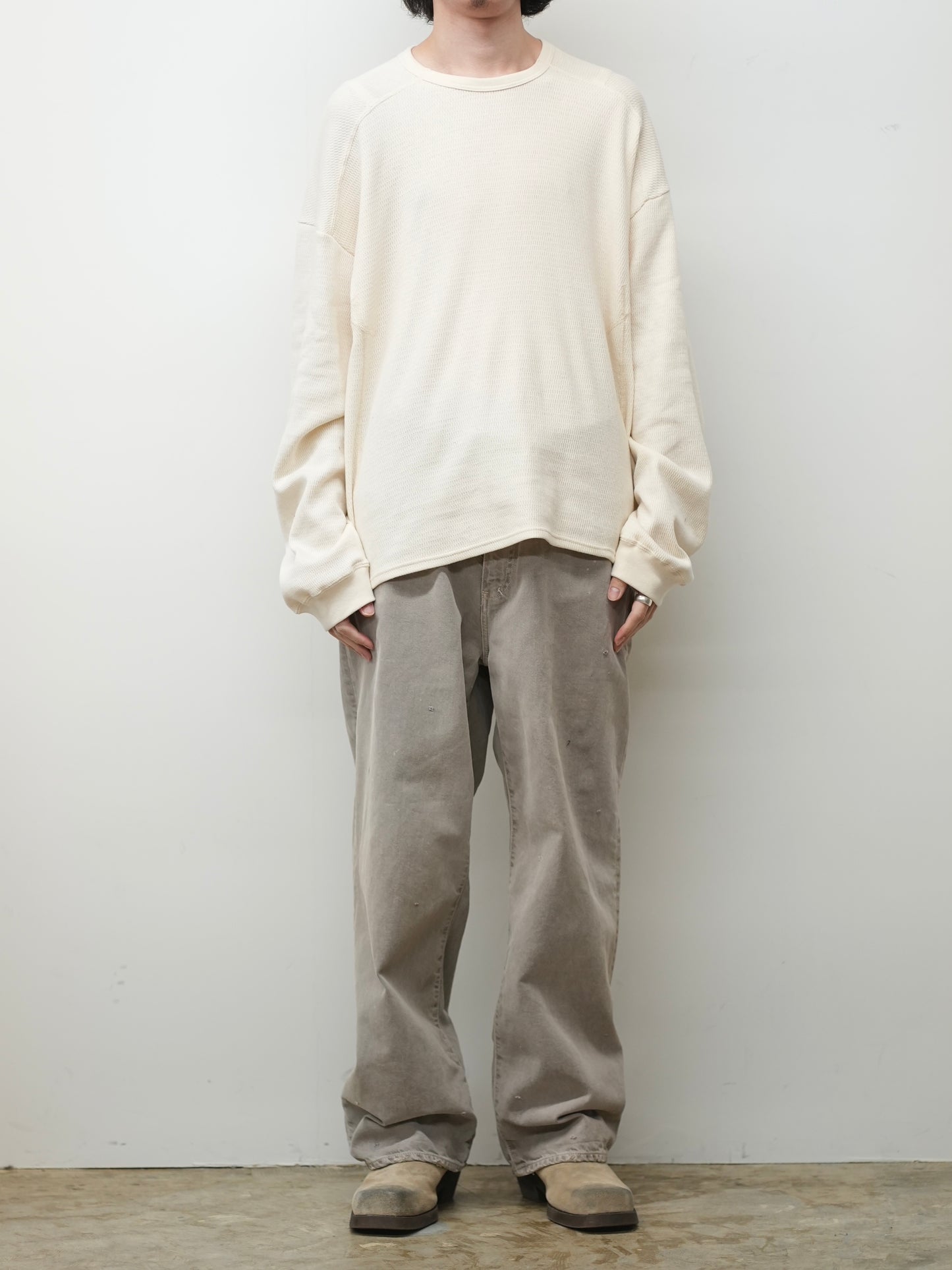 AGING MIDDLE STRAIGHT 5P DENIM PANTS(GRAY)