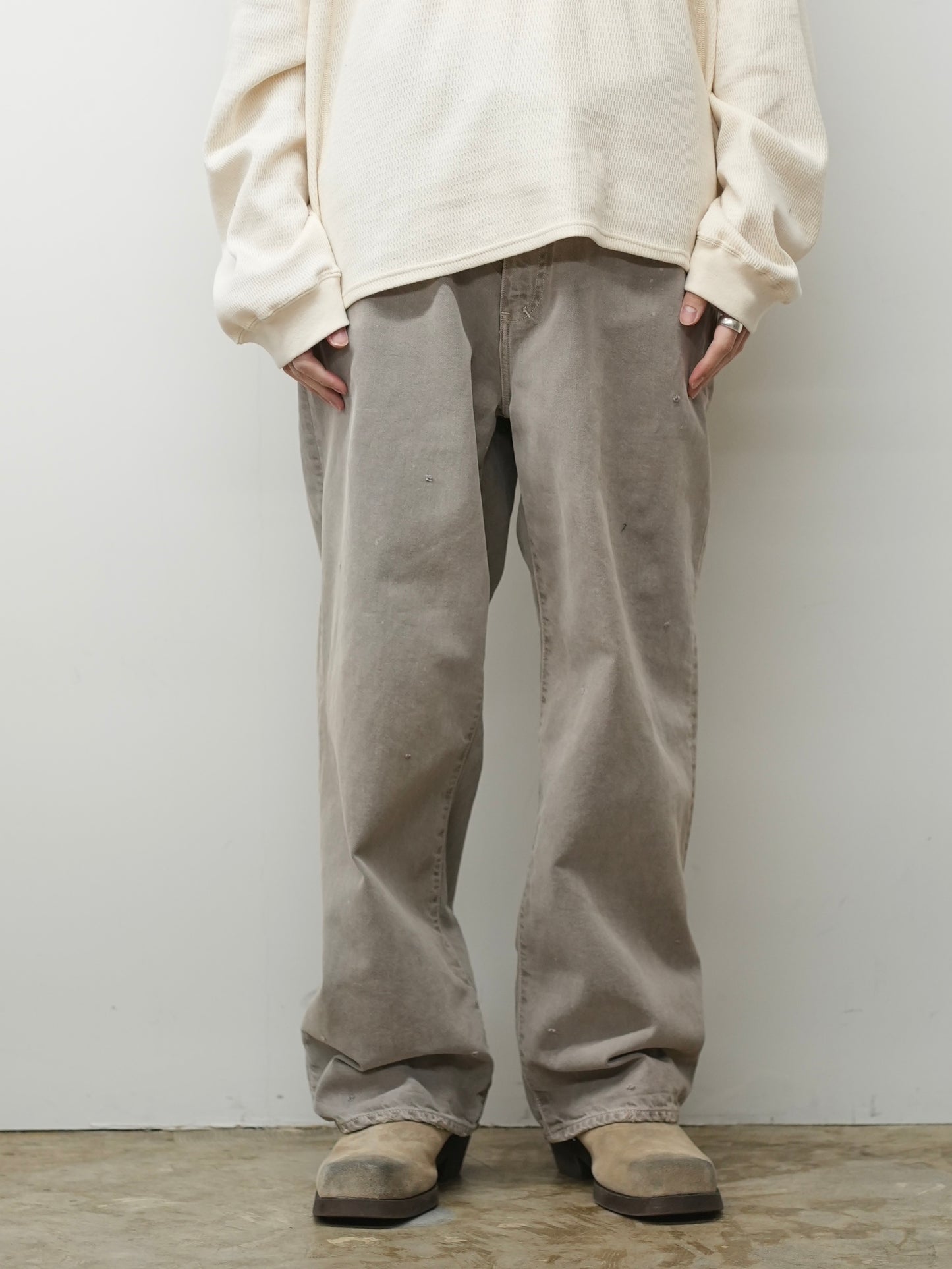 AGING MIDDLE STRAIGHT 5P DENIM PANTS(GRAY)