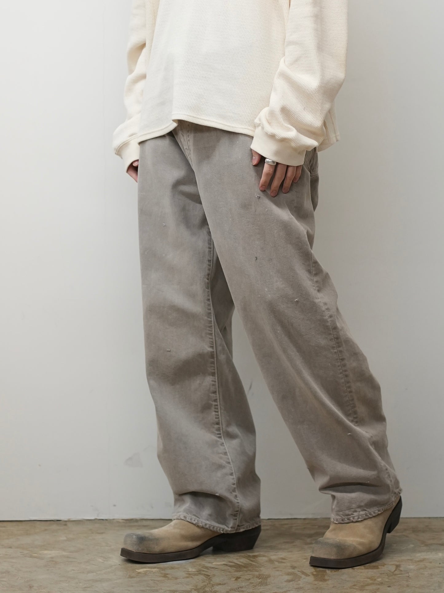 AGING MIDDLE STRAIGHT 5P DENIM PANTS(GRAY)