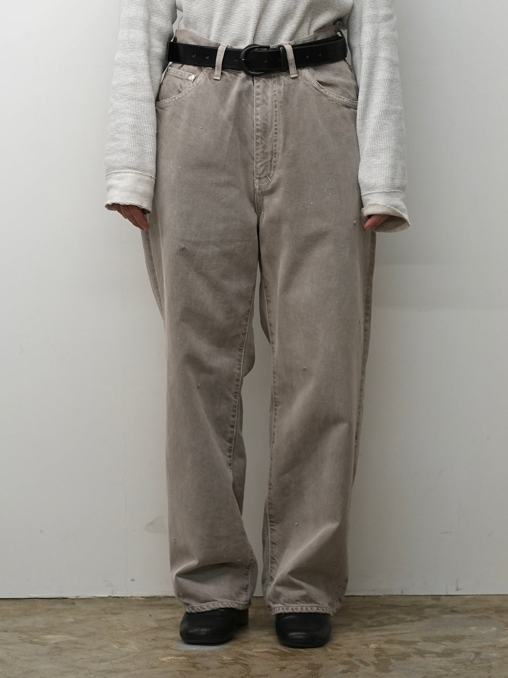 AGING MIDDLE STRAIGHT 5P DENIM PANTS(GRAY)