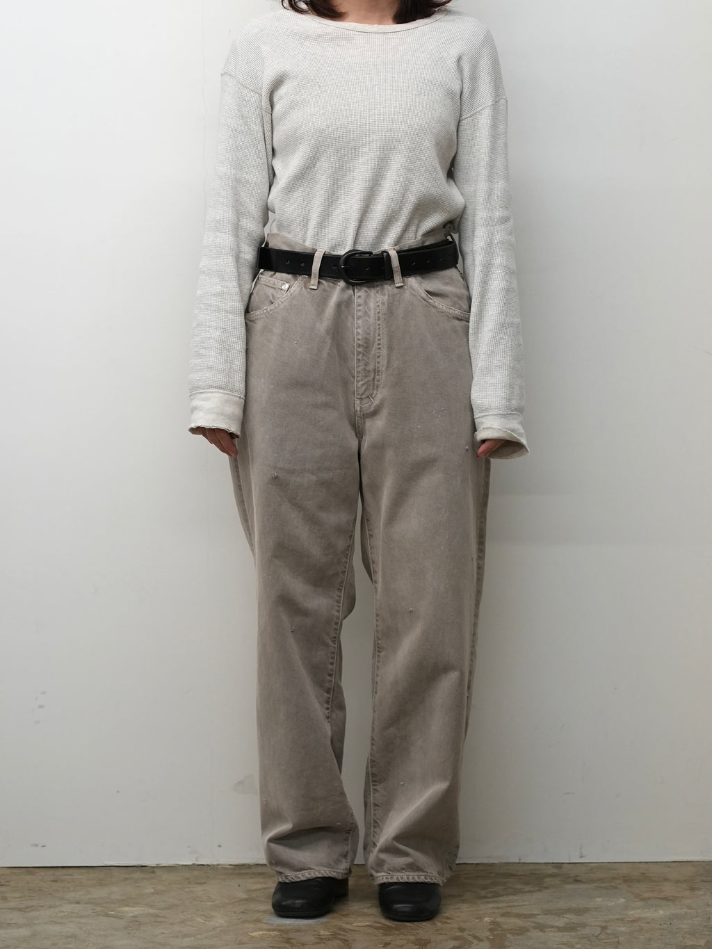 AGING MIDDLE STRAIGHT 5P DENIM PANTS(GRAY)