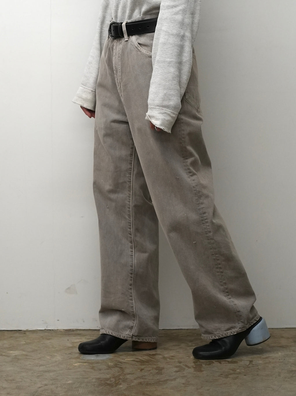 AGING MIDDLE STRAIGHT 5P DENIM PANTS(GRAY)