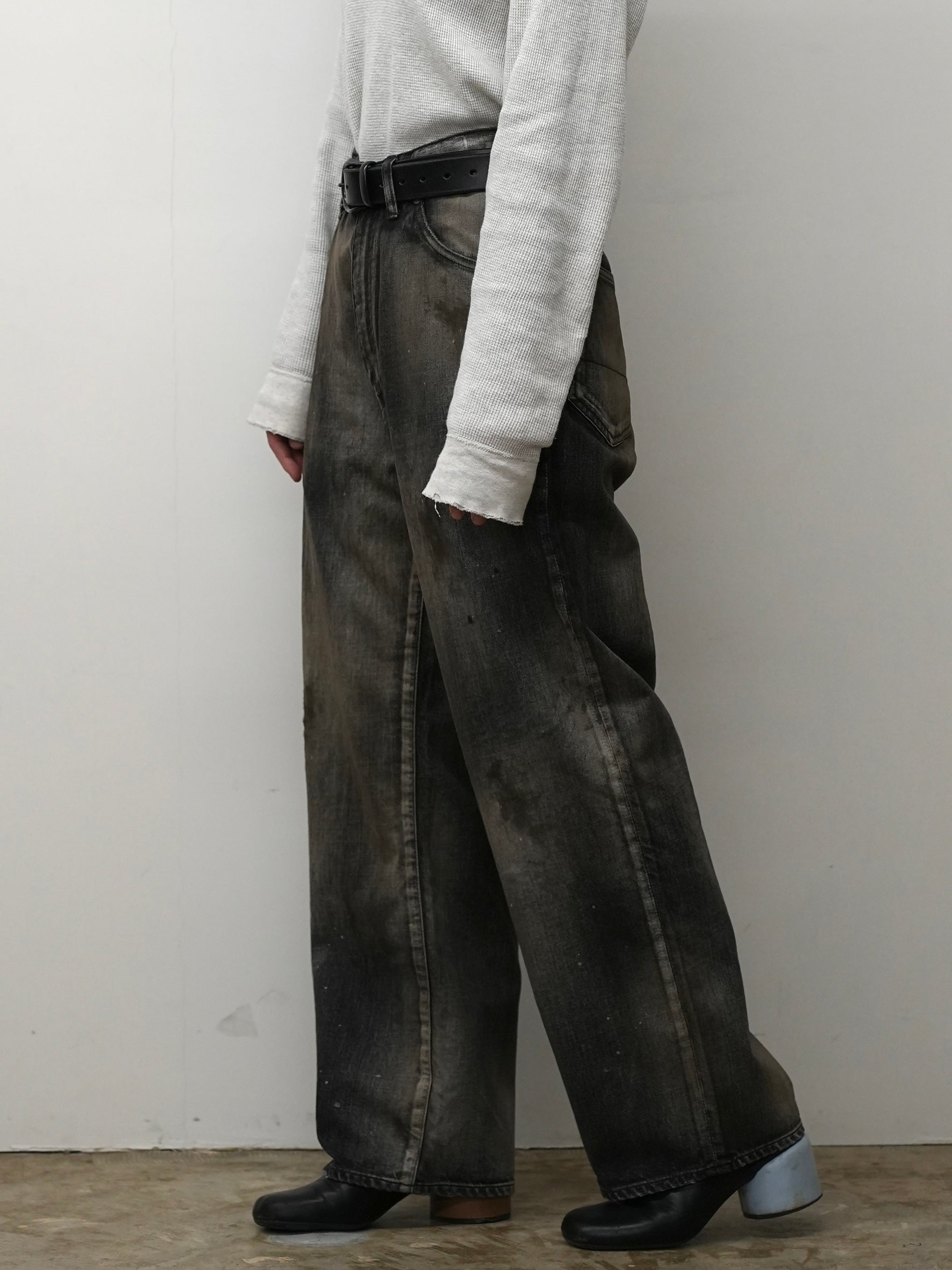 AGING MIDDLE STRAIGHT 5P DENIM PANTS(BLACK) – ANCELLM