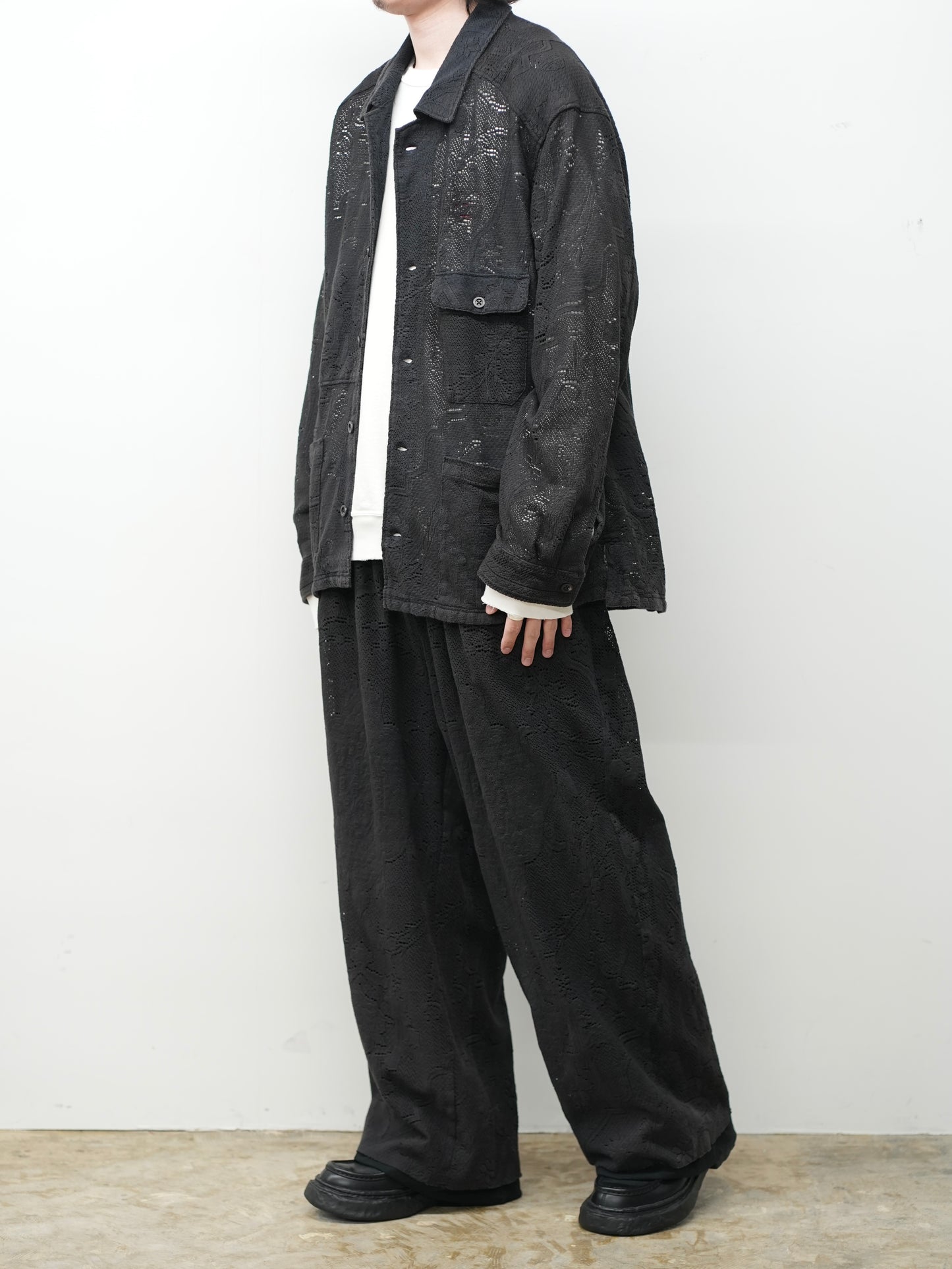 AGING LACE DOUBLE PANEL SLACKS(BLACK)