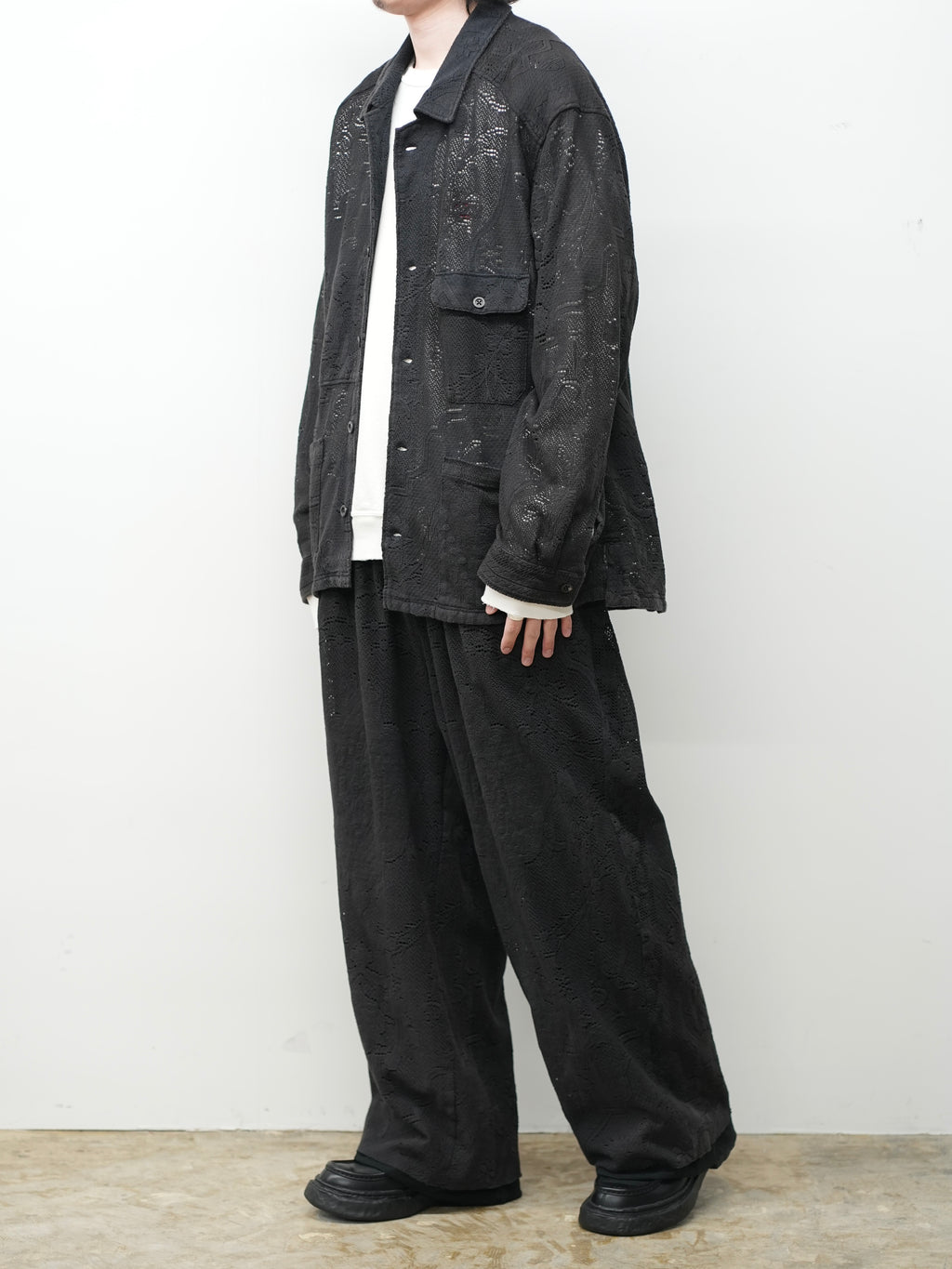 AGING LACE DOUBLE PANEL SLACKS(BLACK)
