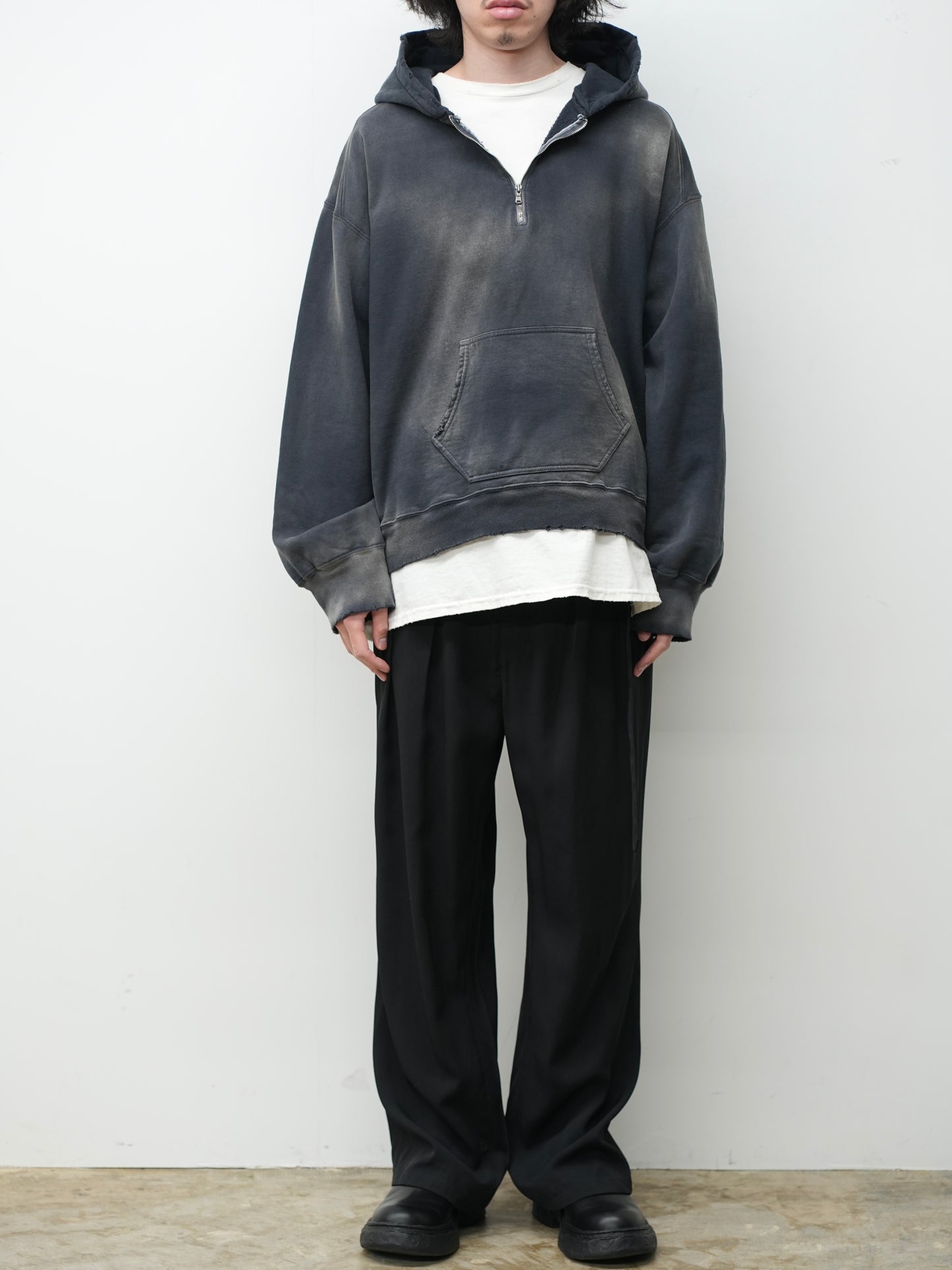 LIGHT LOOP ZIP HOODIE(BLACK)