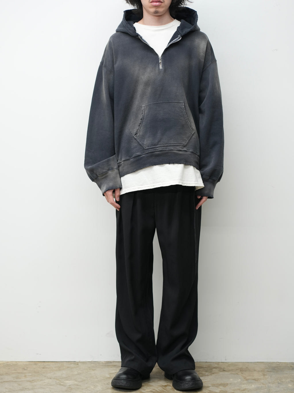 LIGHT LOOP ZIP HOODIE(BLACK)