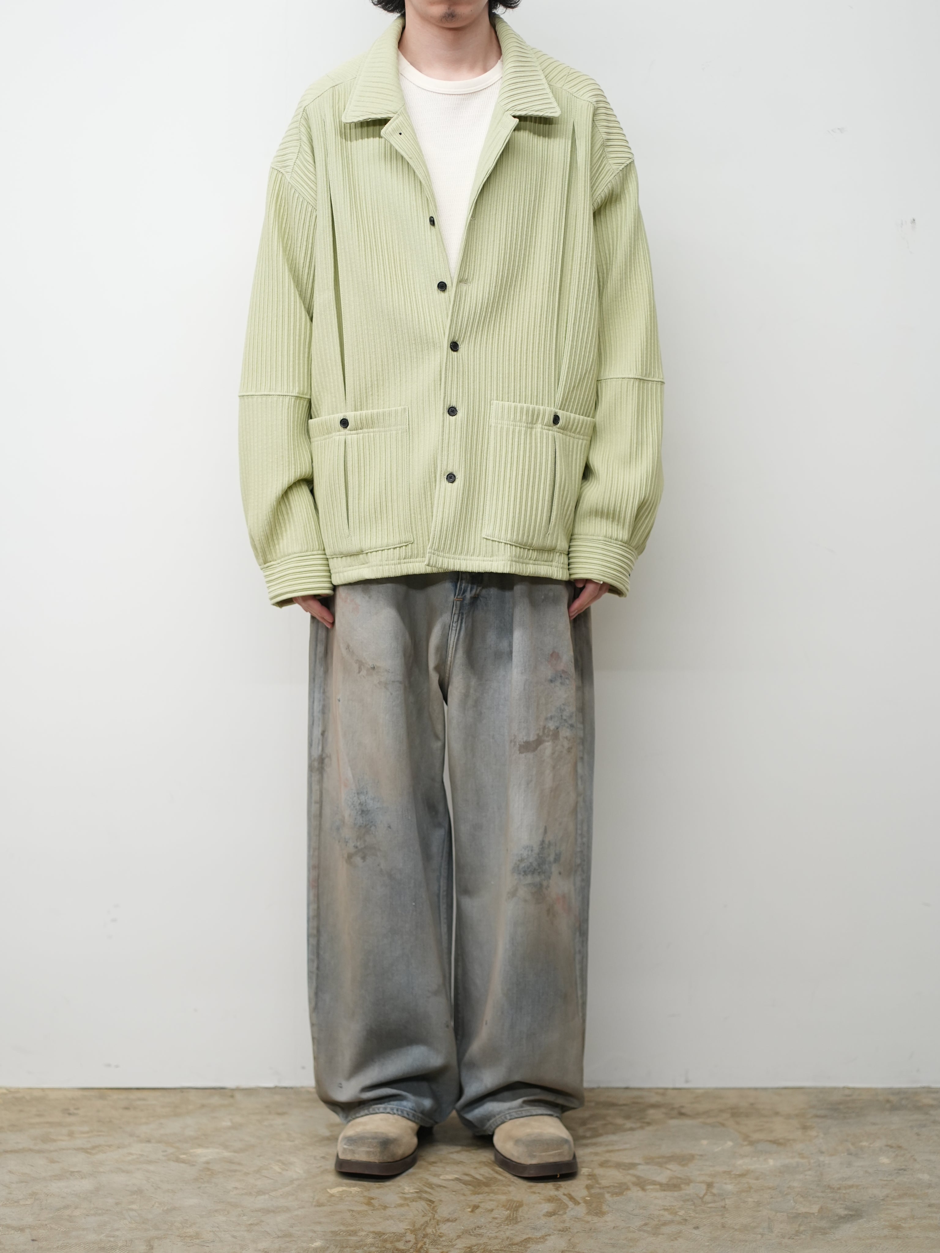 WRINKLED STRIPE SHIRT(WASABI) – ANCELLM