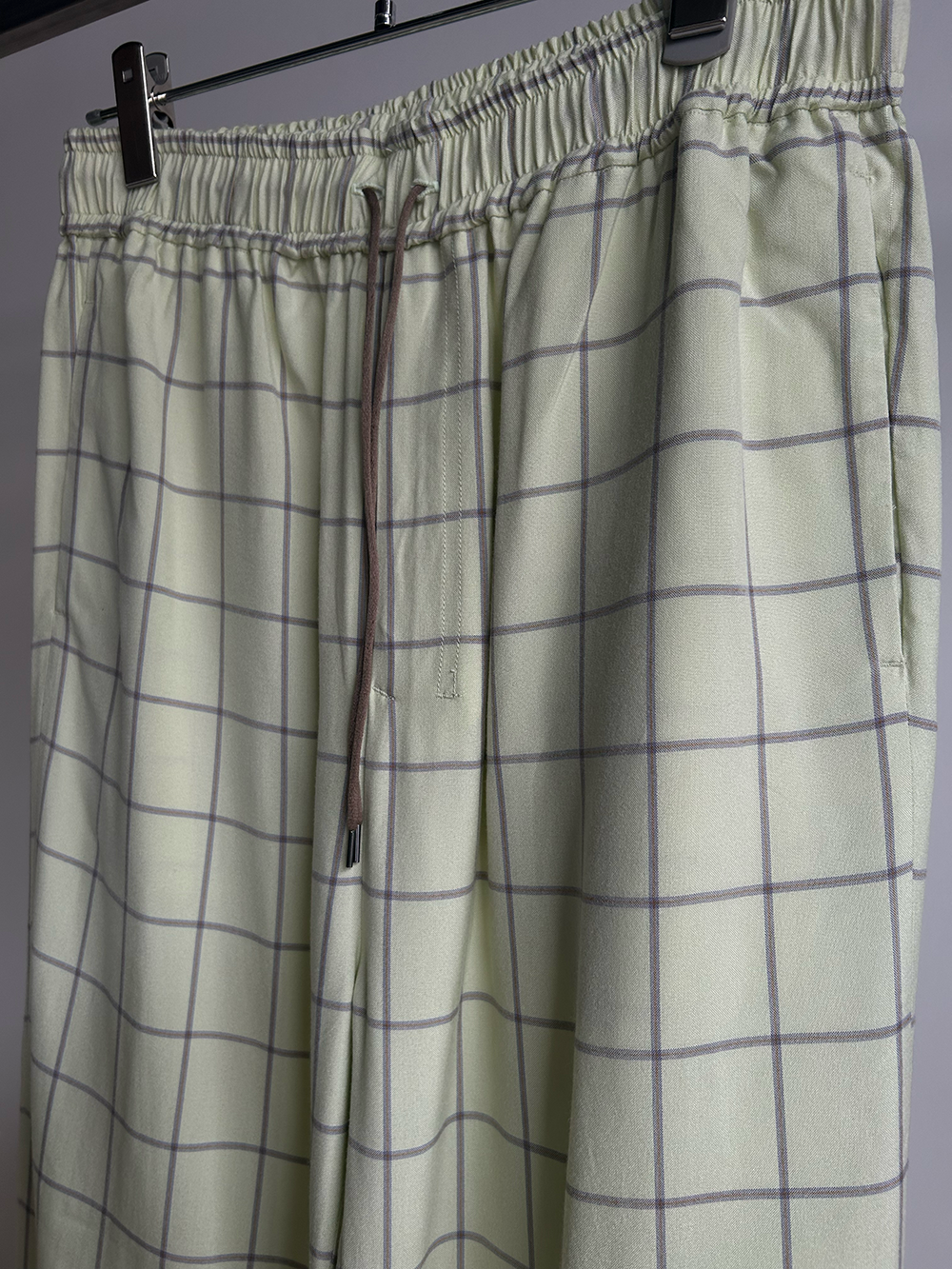 RAYON CHECK SLACKS(MINT)