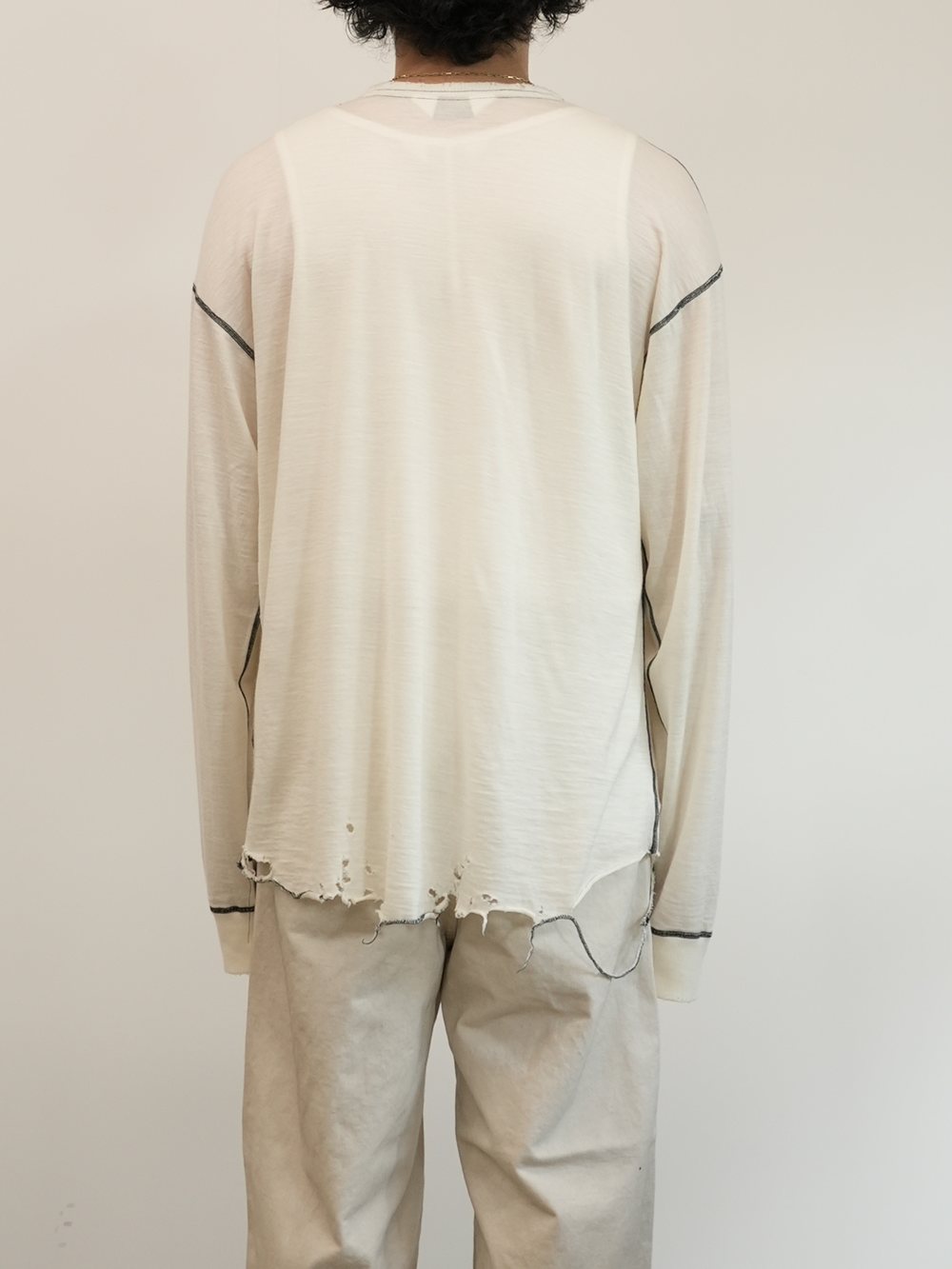 DAMAGE WOOL CREW LS T-SHIRT(IVORY)