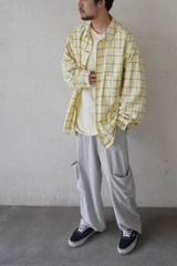 RAYON CHECK CRASH LS SHIRT(CREAM)