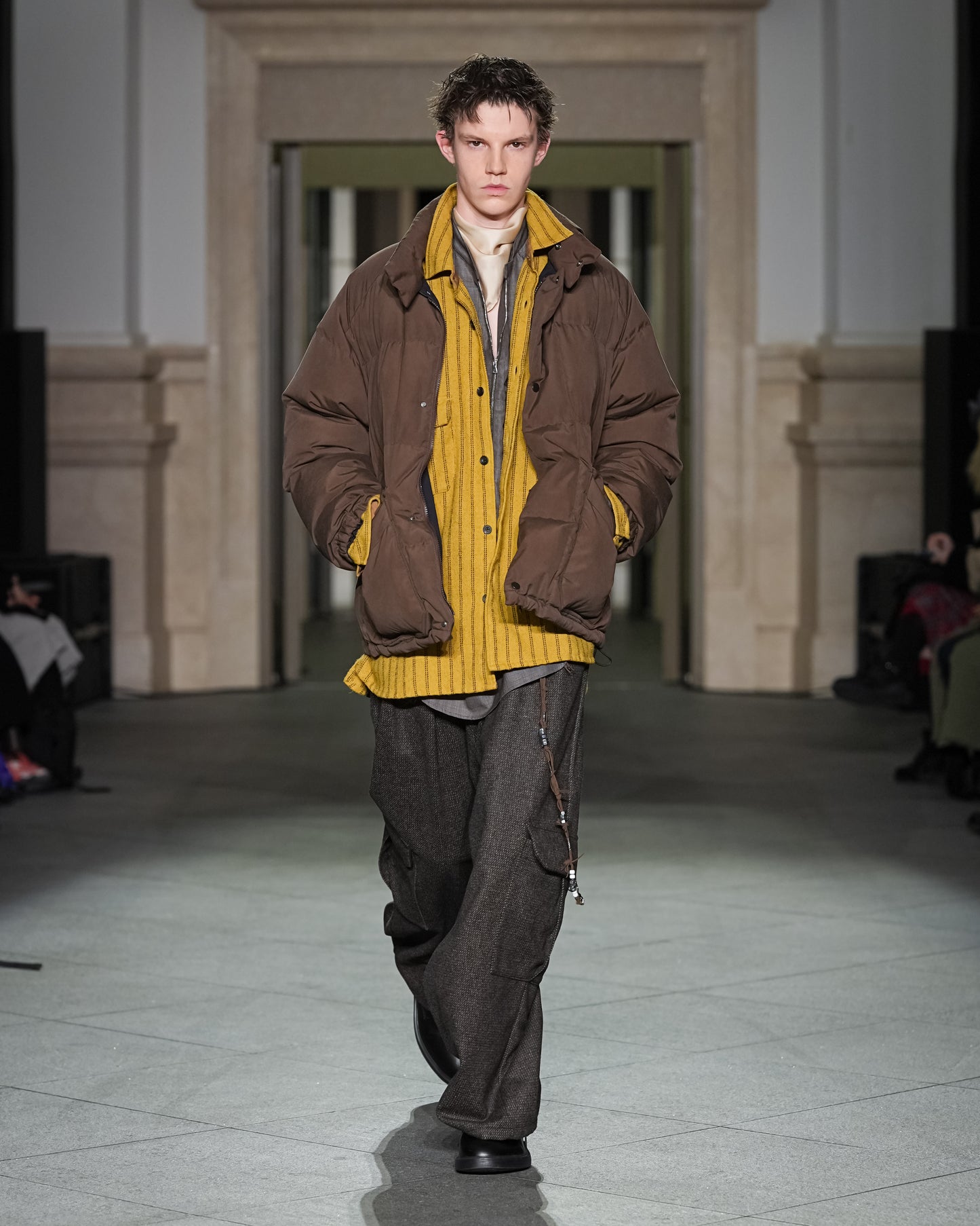 STRIPE BOXY WORK SHIRT(MUSTARD)
