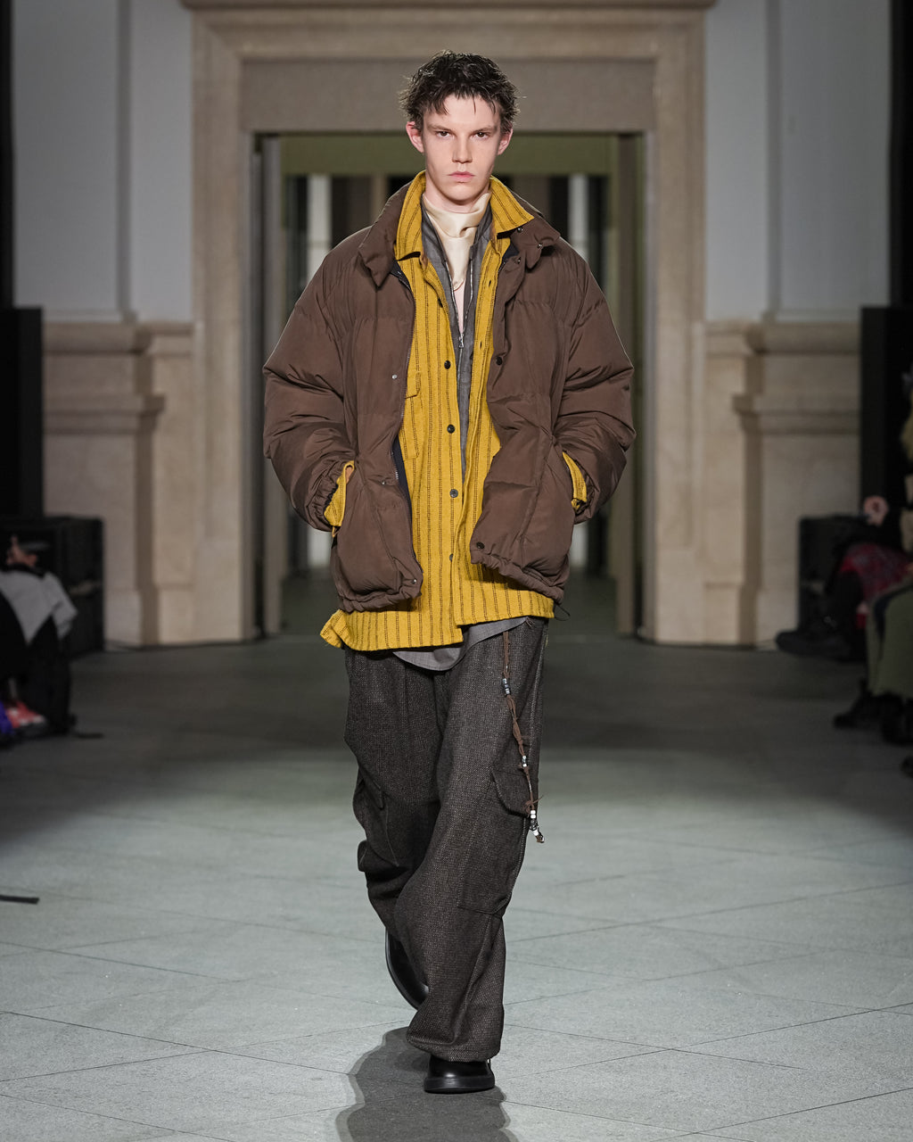 STRIPE BOXY WORK SHIRT(MUSTARD)