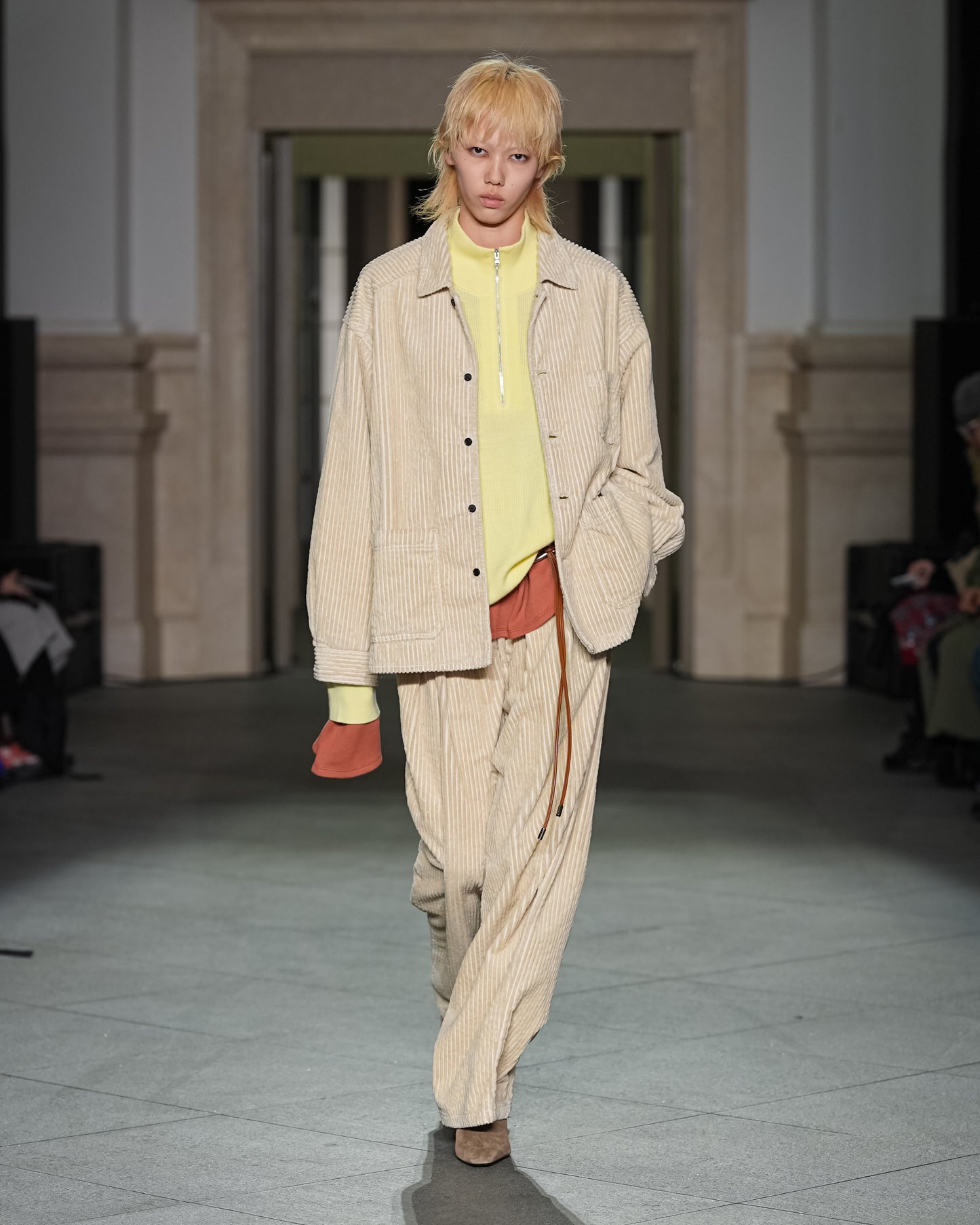 120'S WOOL HALF ZIP KNIT(YELLOW)