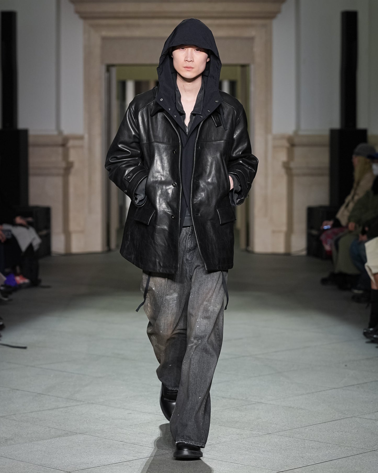 STRAIGHT WIDE DENIM PANTS(BLACK)