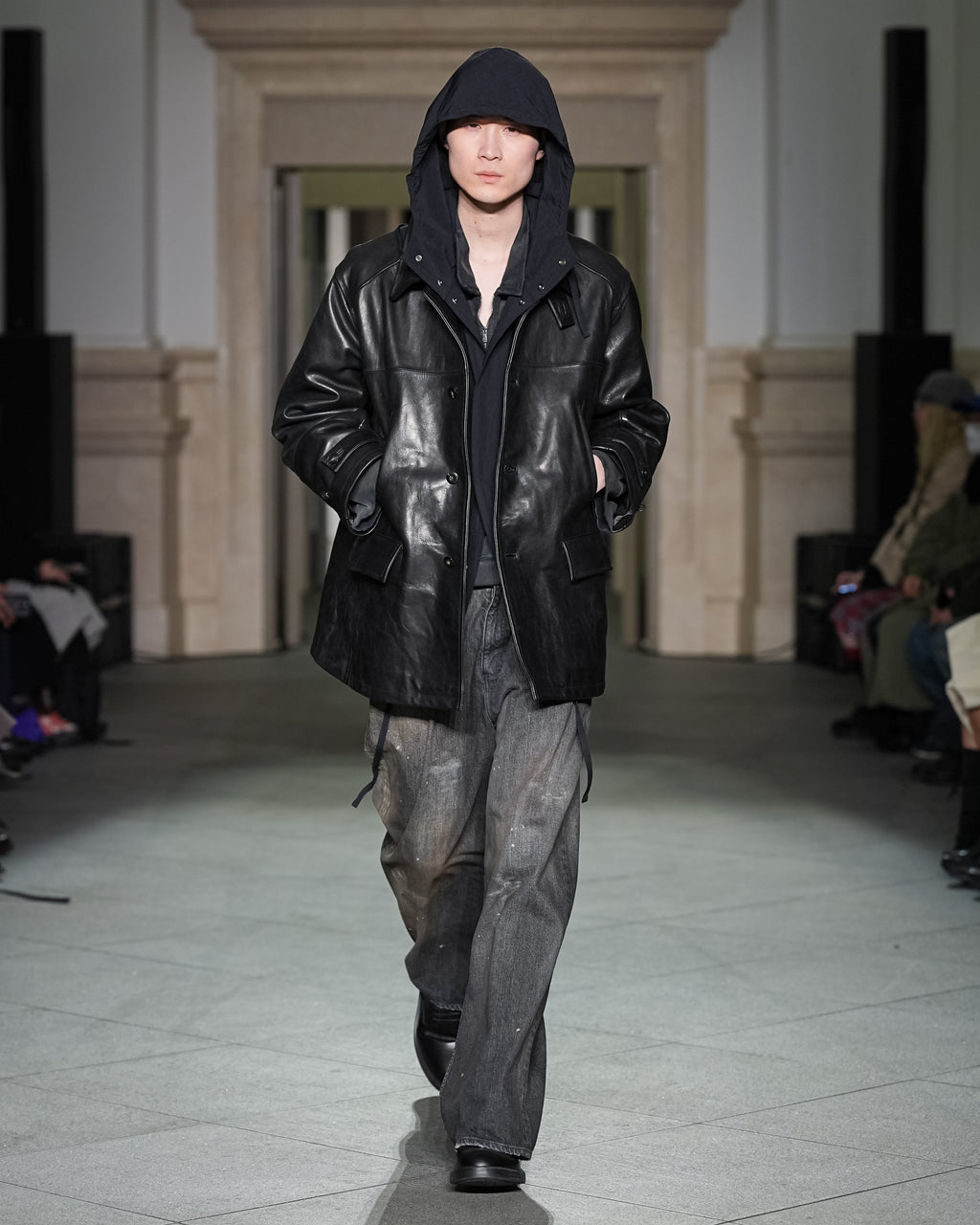 STRAIGHT WIDE DENIM PANTS(BLACK)