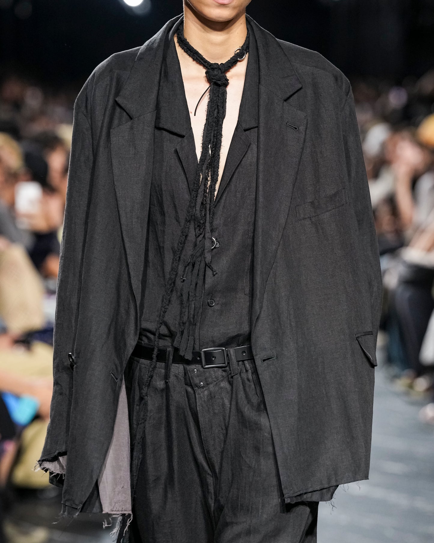 BUTTON STUD LEATHER BELT(BLACK)