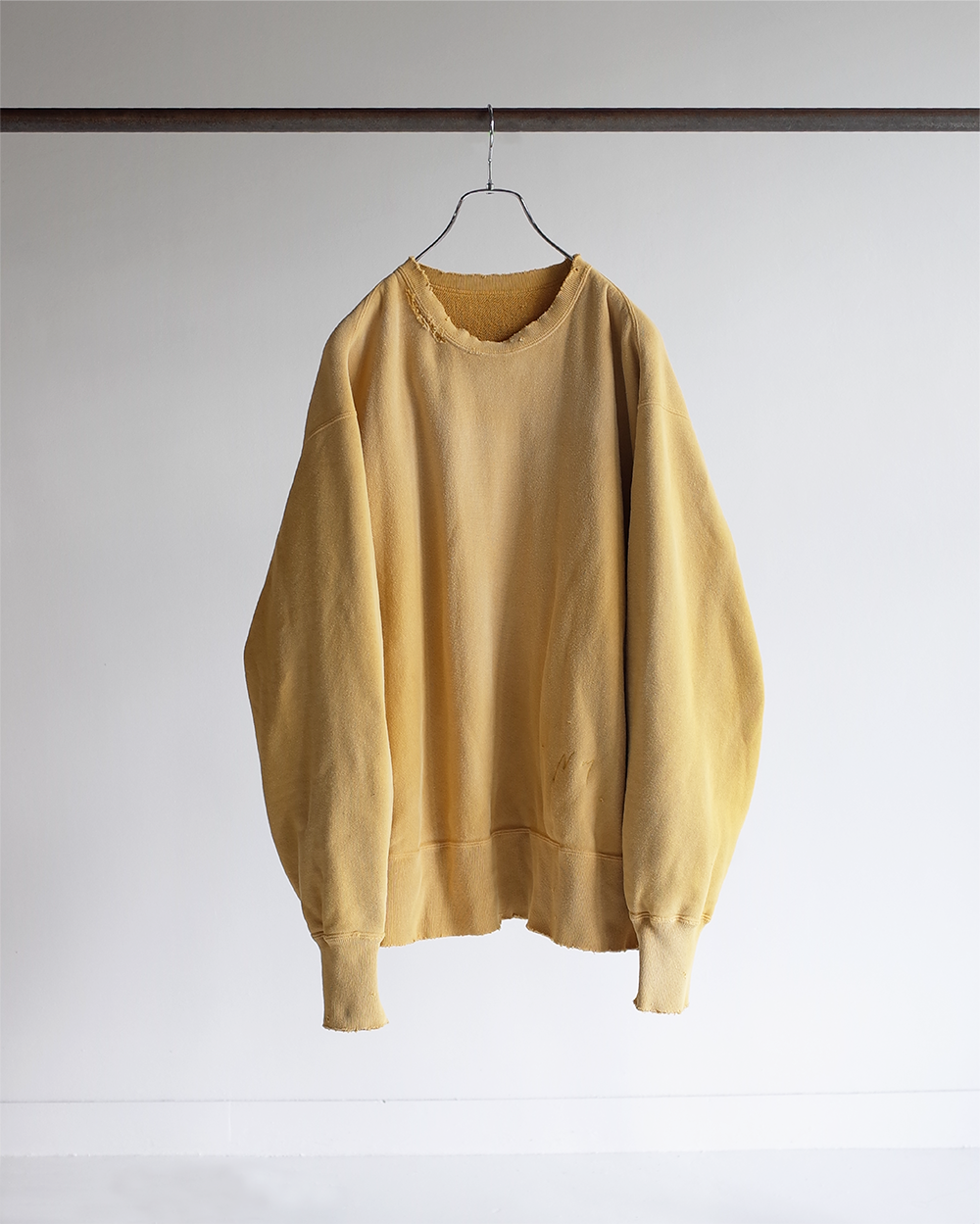 DYED DAMAGE SWEAT SHIRT(MUSTARD) – ANCELLM DYED DAMAGE SWEAT SHIRT(MUSTARD) – ANCELLM