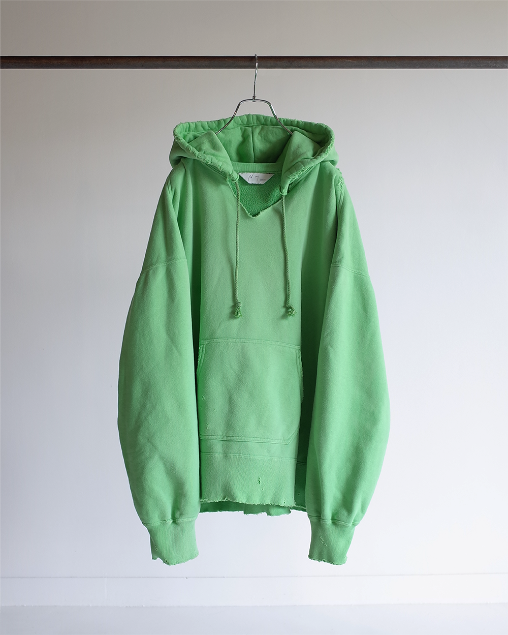 DYED DAMAGE HOODIE(PISTACHIO)