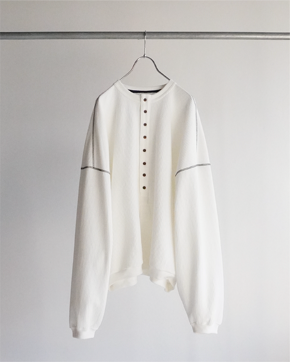 RAILKNIT HENLEY OVERSIZED LS(WHITE)