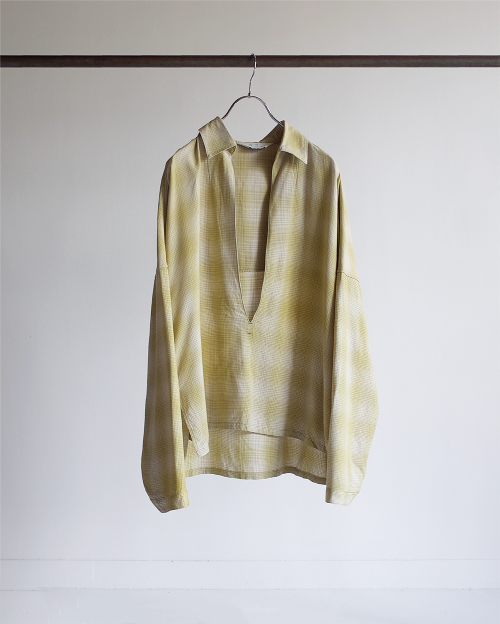 OMBRE CHECK PULLOVER SHIRT(YELLOW) – ANCELLM OMBRE CHECK PULLOVER SHIRT(YELLOW) – ANCELLM